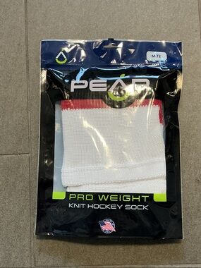 Pear Sox Pro Weight knit hockey socks Pro Weight White & Red Knit Hockey Sock